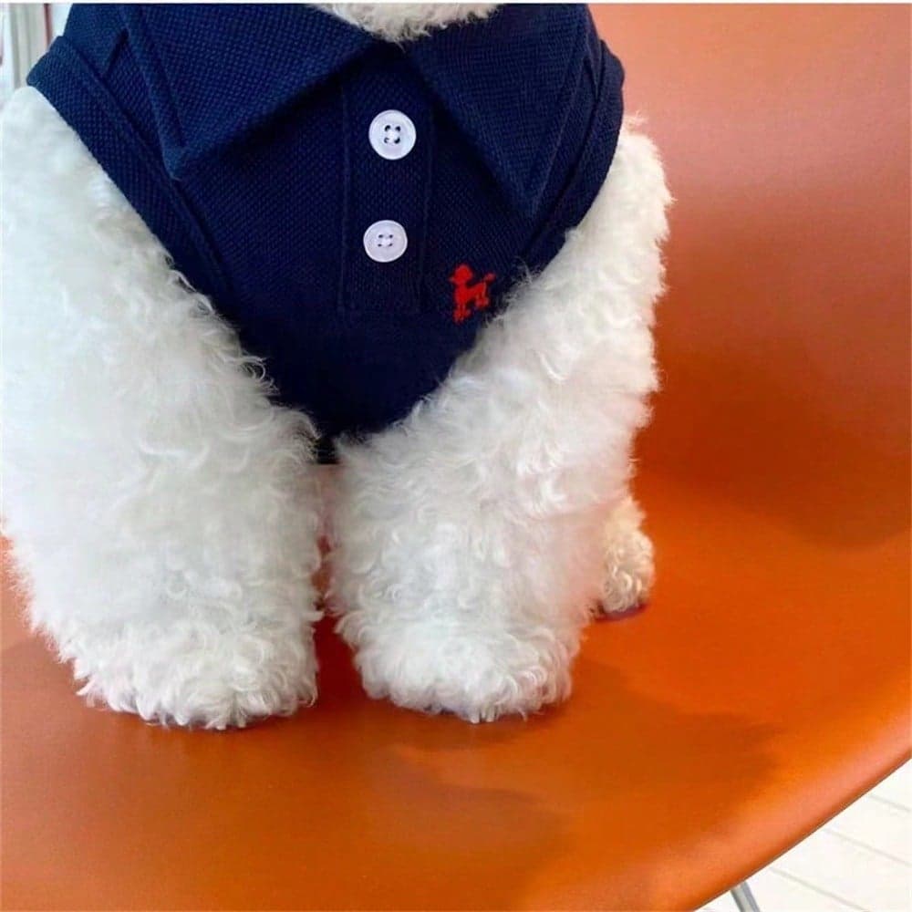 3pcs Pet Plain Polo Shirt with Embroidery Vest Set, Spring and Summer S