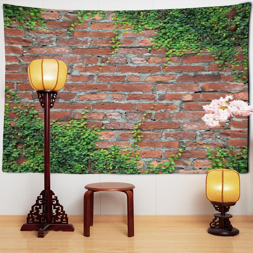 Plant Brick Wall Tapestry Wall Hanging Psychedelic Art Hippie Tapez Living Room Bedroom Abstract Home Decor 95x70cm