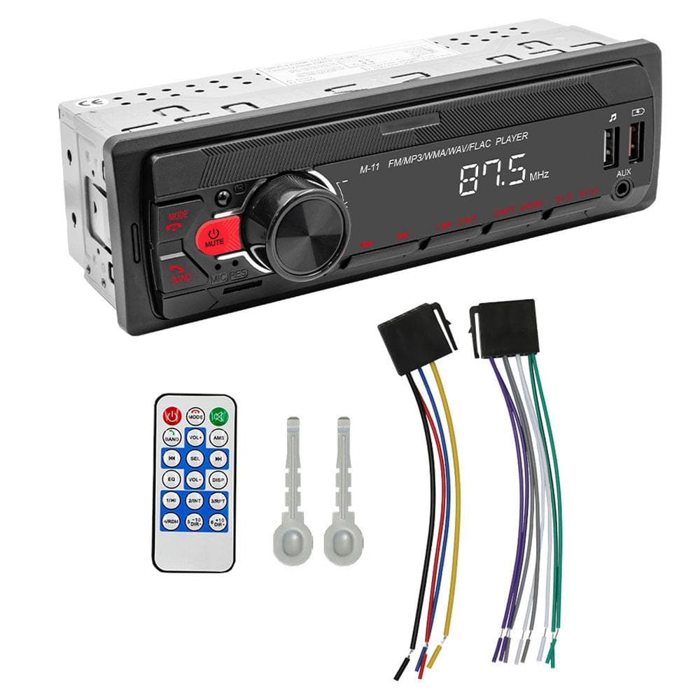 Car MP3 Player BT Stereo Receiver FM Radio Hands-Free Calling Support USB Charging U-Disk/TF black
