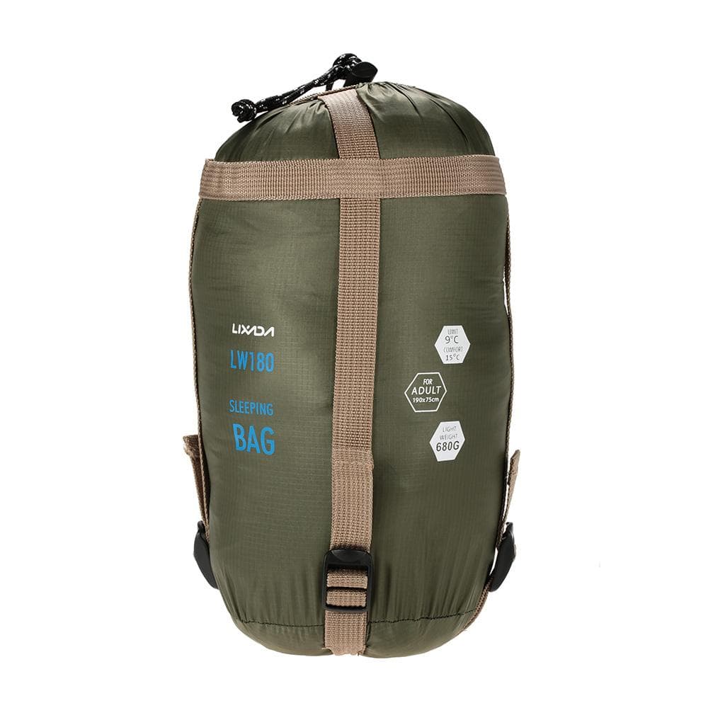 Lixada 190 * 75cm Outdoor Envelope Sleeping Bag Camping Travel Hiking Multifunction Ultra-light 680g dark green