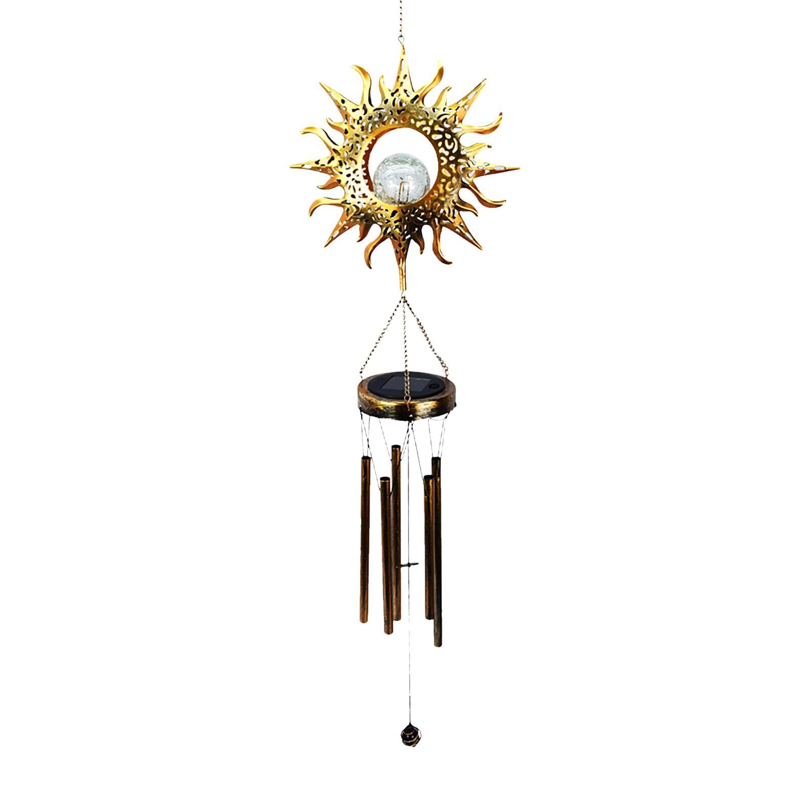 LED Solar Wind Chimes Outdoor Hanging Solar Wind Chimes Warm White Night Light Waterproof Cute Type 2
