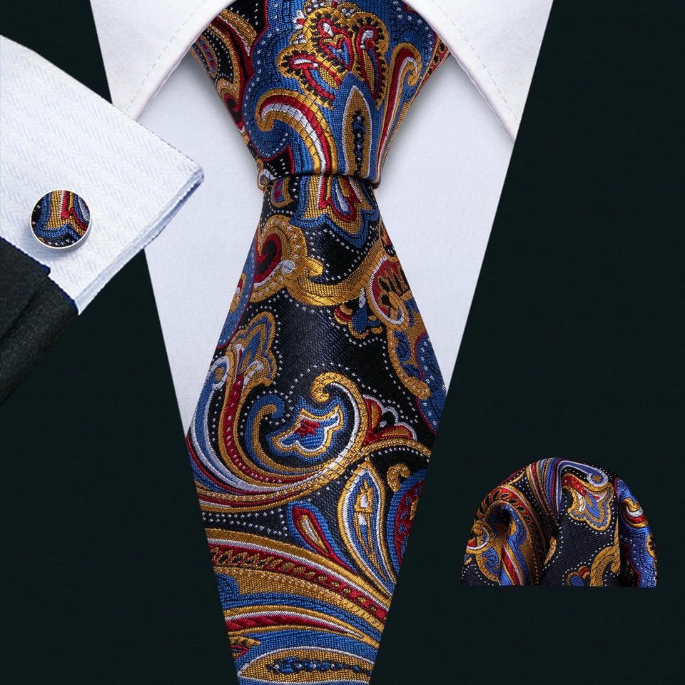 Barry.Wang Mens Silk Tie 2021 New Necktie Hanky Cufflinks Set for Business Wedding Casual N-1657