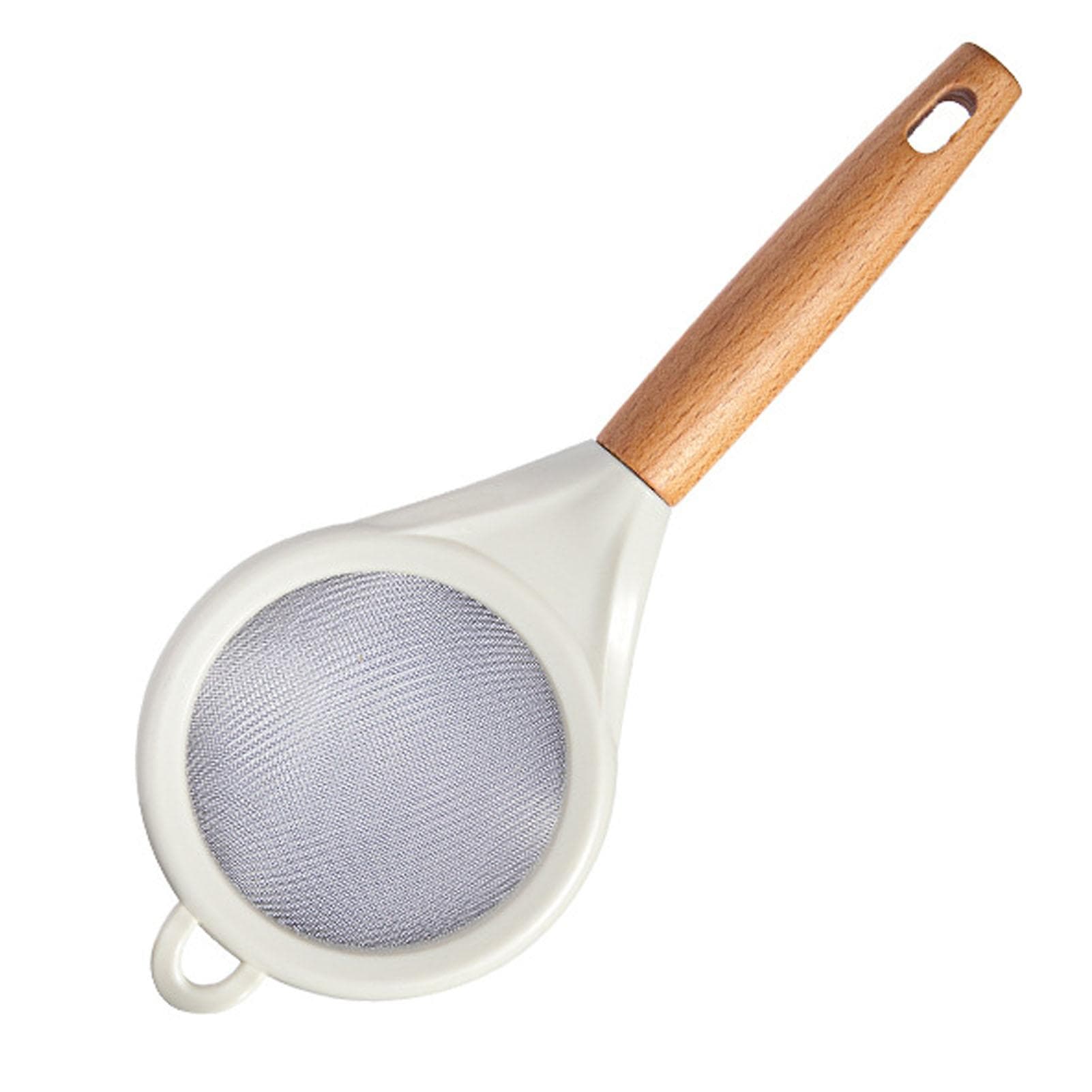 Stainless Steel Fine Mesh Food Strainer Colander Professional Home Kitchen Wooden Handle Flour