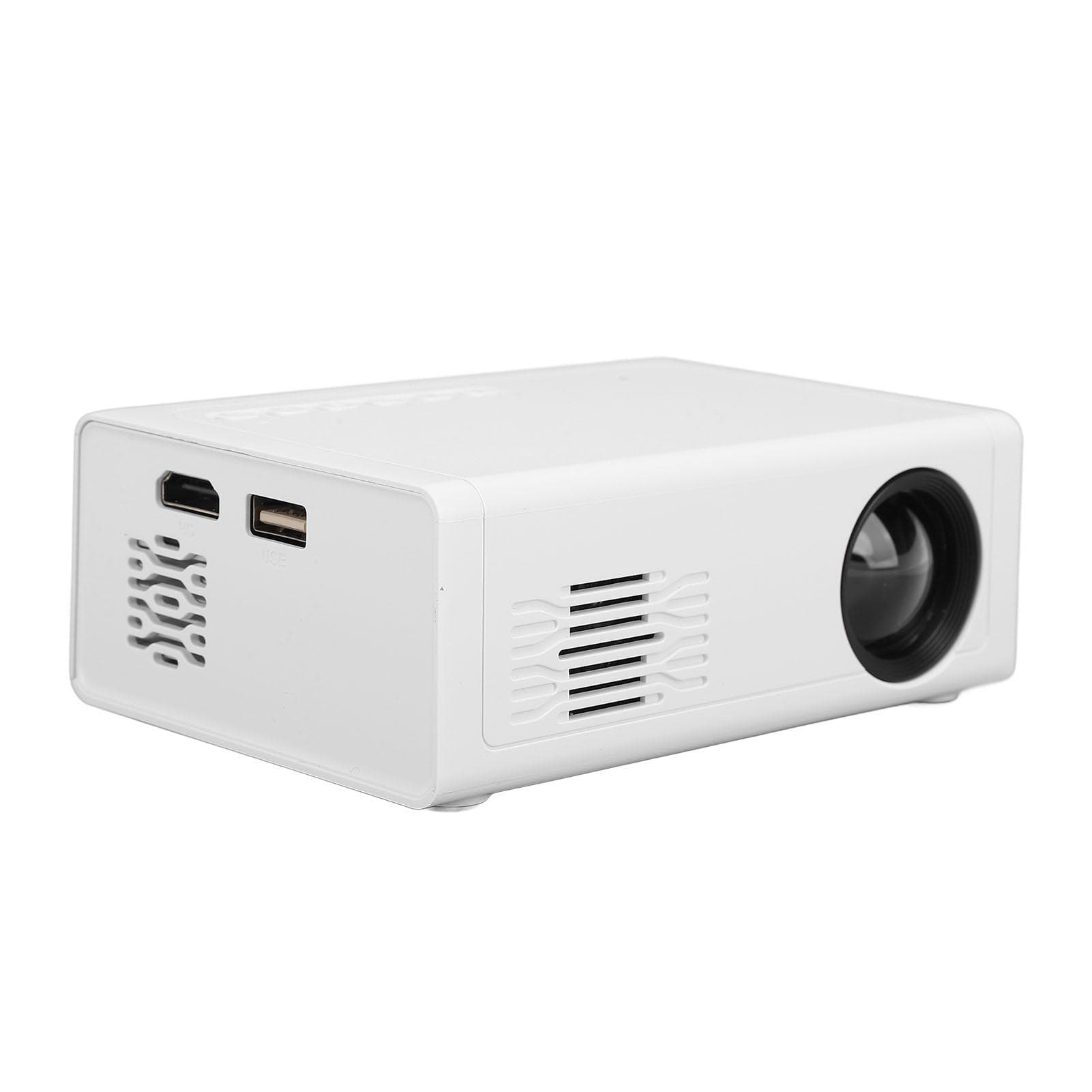 Portable Projector 1080P HD USB Movie Video Projector with HD Multimedia Interface Remote Control EU Plug white