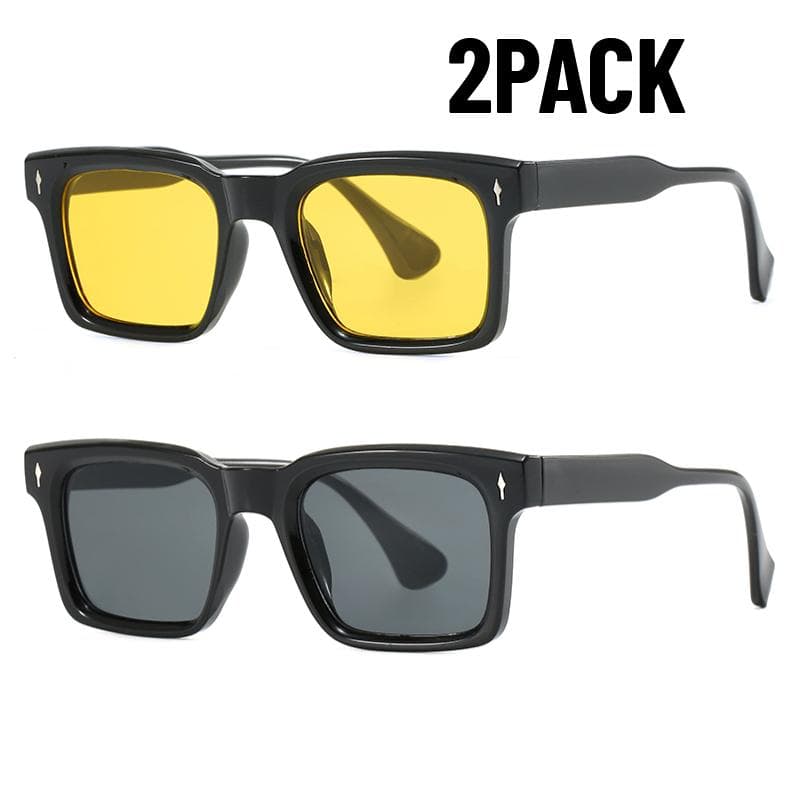 1/2PACK Square Rivets UV400 Sunglasses Men Women Vintage Shades Outdoor Travel Fishing Glasses Trendy