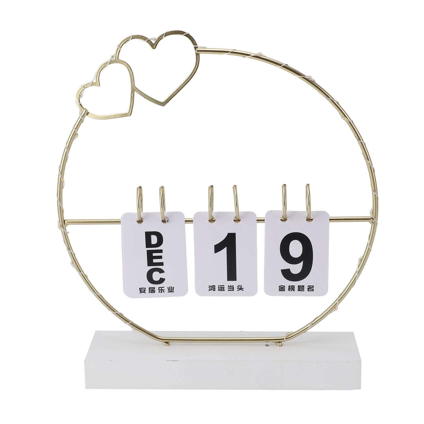 Perpetual Flip Calendar with LED Light Durable Construction Metal Art Desk Decor Calendars for Home