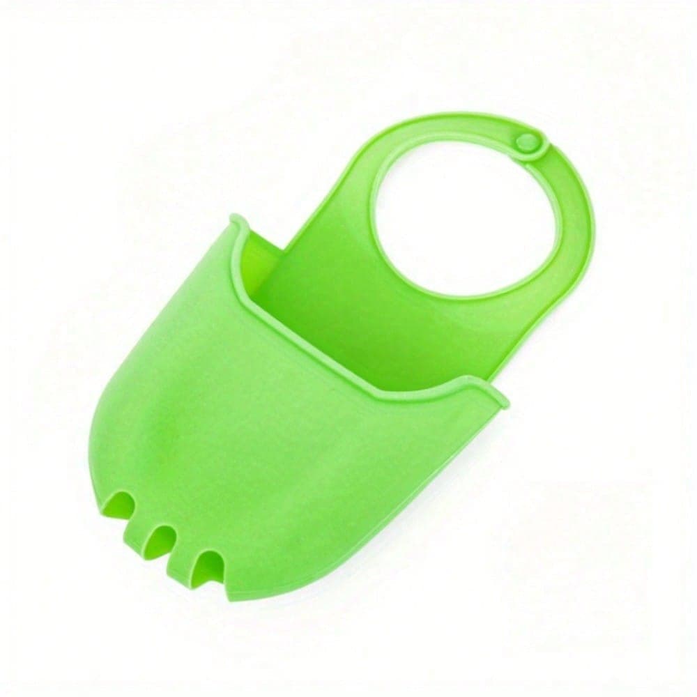 Silicone Kitchen Sink Organizer - No-Drill, Foldable Sponge And Cloth Storage Rack, Drainage Basket For Dishwashing Brushes green