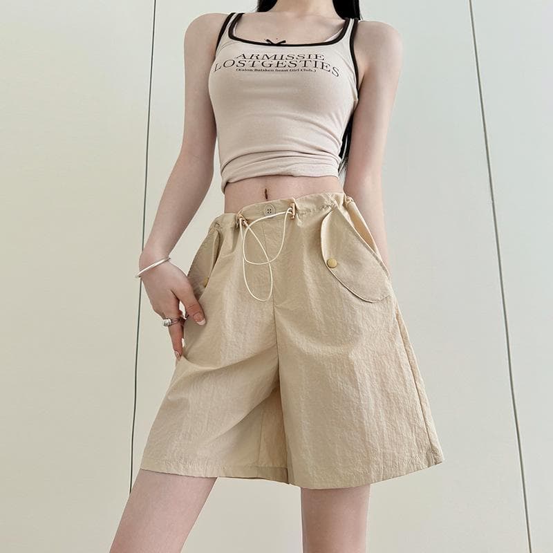 Working Shorts for Women Wearing Summer New High-waist Casual Wide-leg Pants Straight-leg Sports Quick-drying Pants XL