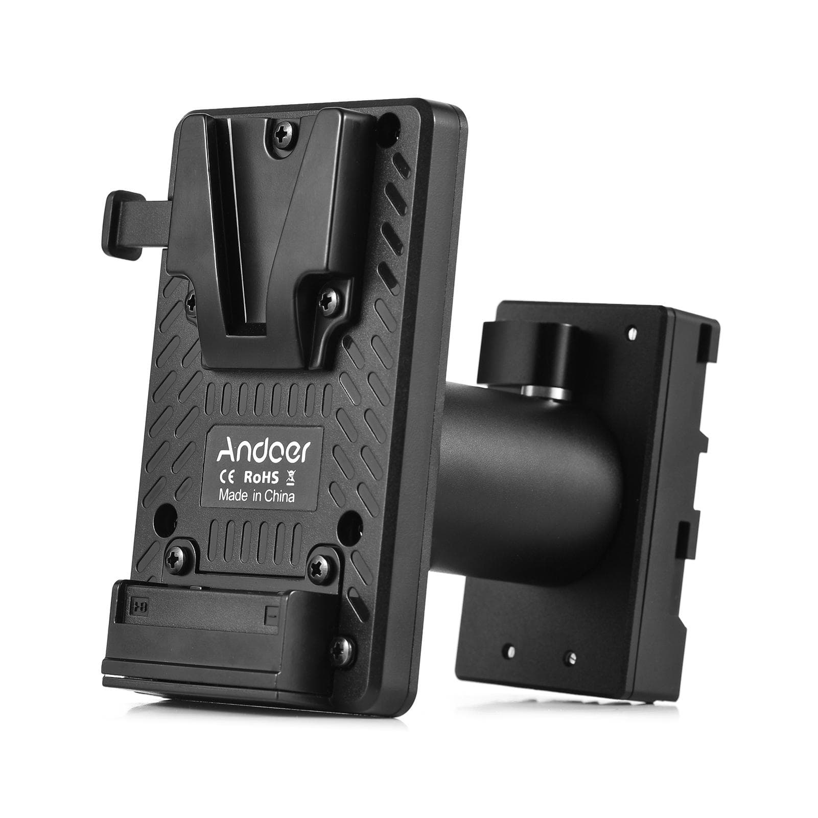 Andoer V-Lock V Mount Battery Plate to BP-U Dummy Battery Adapter with Adjustable Rod Replacement black