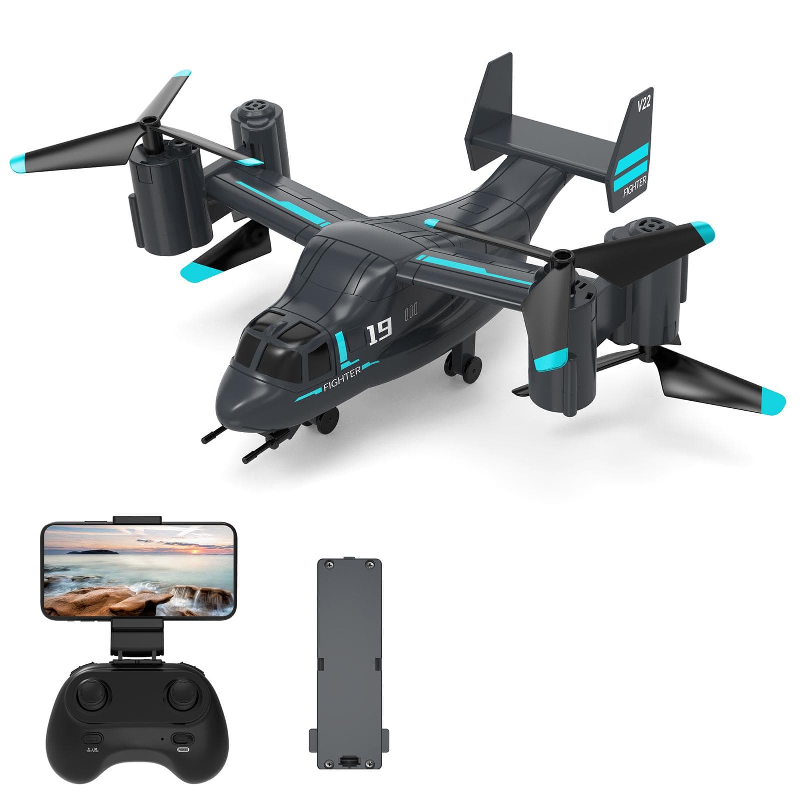 RC Drone with Camera 720P Land Mode Auto Hover Headless Mode One Button Takeoff Landing 3D Flip 2 720P camera-1 battery