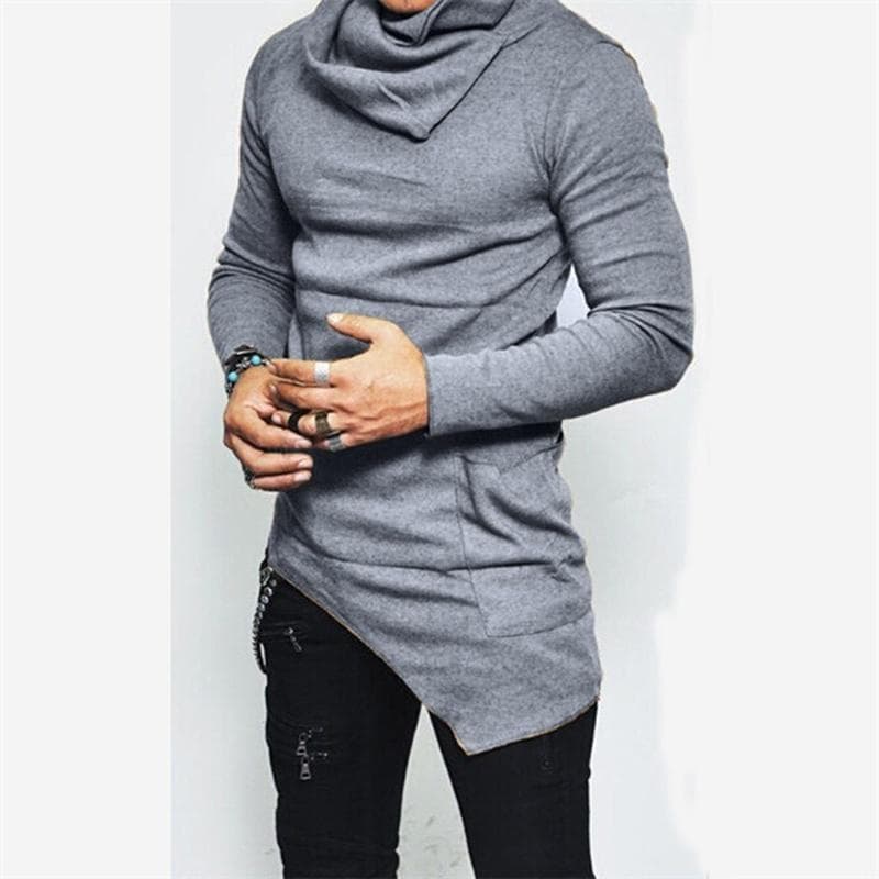 Mens Fashion Knitted Slim Fit Pocket Long Sleeve Sweatershirt 4XL grey