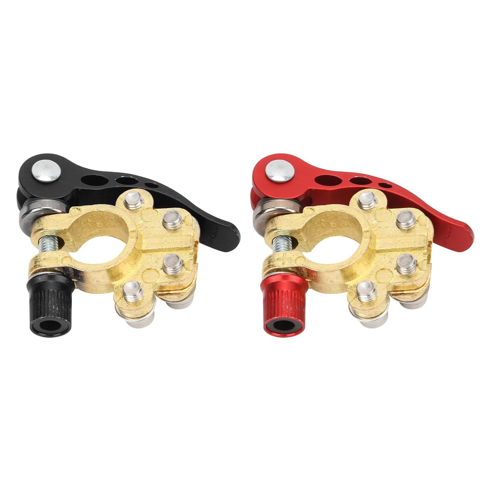 2Pcs Battery Terminals Top Post Connector Quick Release Multi Hole Brass Cable Clamp