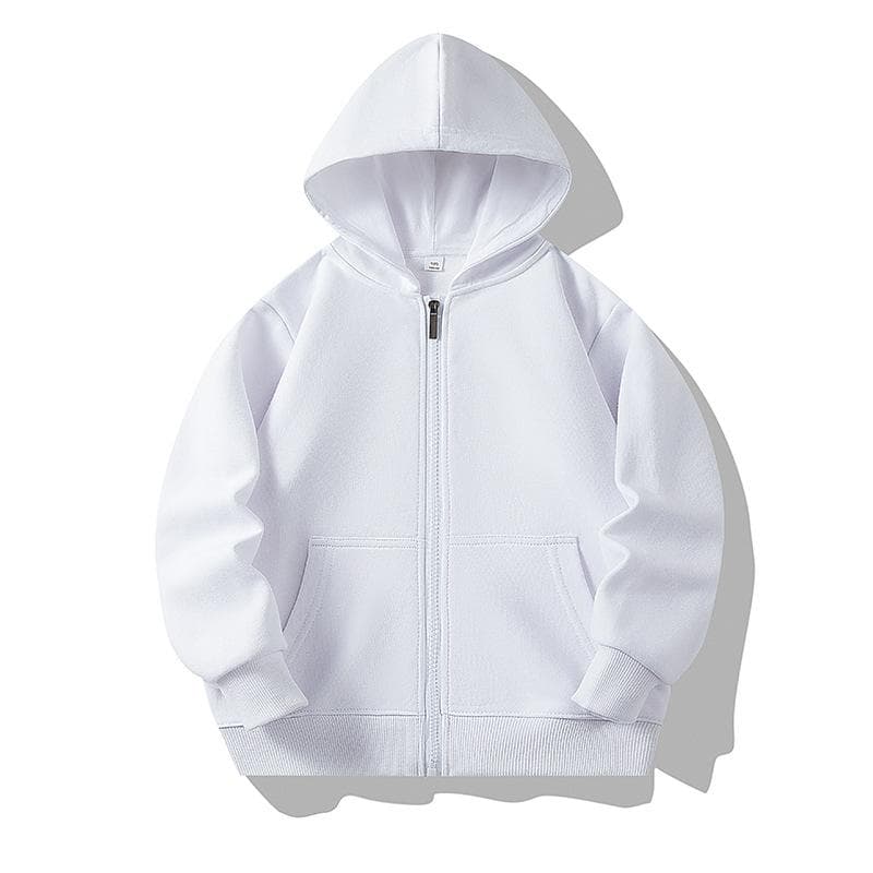 Hoodies for Children 2026 Autumn Zipper Hooded Sweatshirt Infants Boys Girls Clothes Casual Active School Teen Kids Outerwear 90cm white