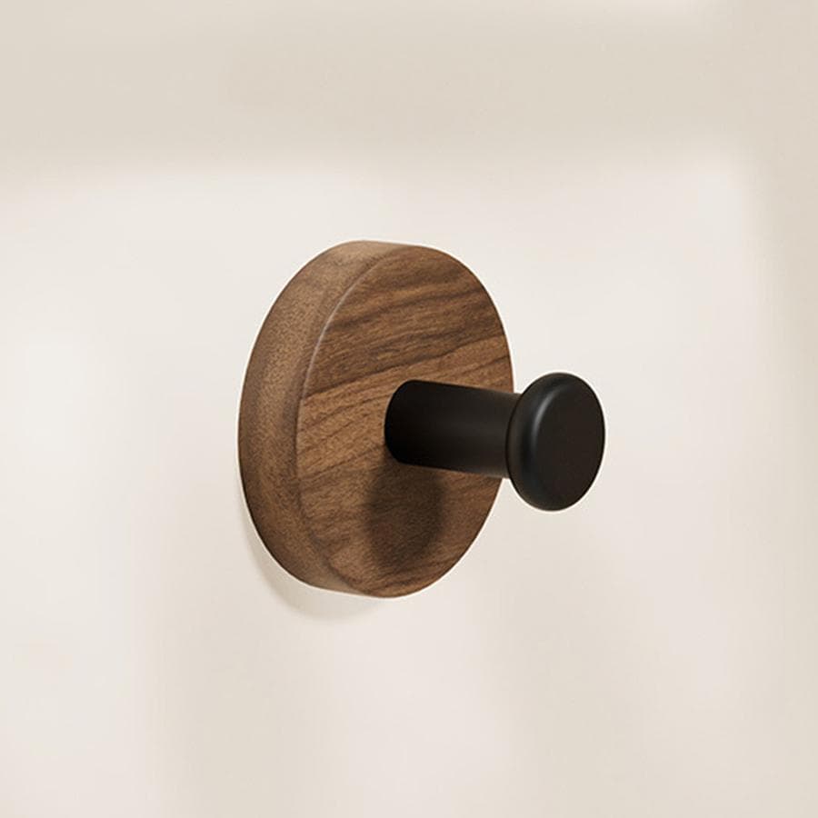 Self-adhesive Solid Wooden Hook Walnut Key Decorative Towel Holder Hook Door Hanger Wall Coat Rack Kitchen Bathroom Organizer white