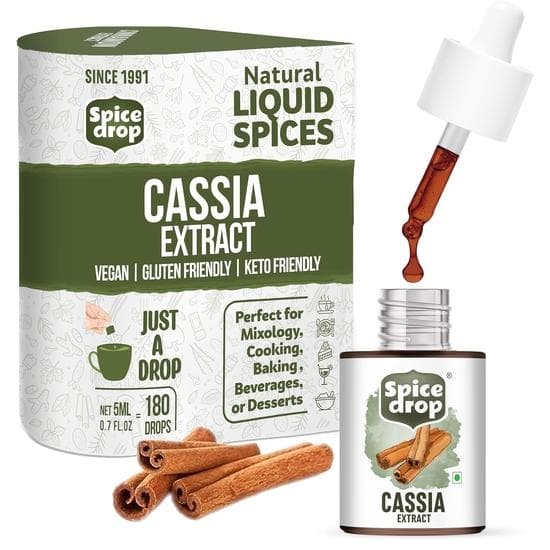 Spice Drop Cinnamon Bark Cassia Extract | Baking, Cooking, Smoothies, Dessert, Coffee, Tea | Rich Aroma | Sri Lanka Ceylon Origin | Vegan | 5 ML