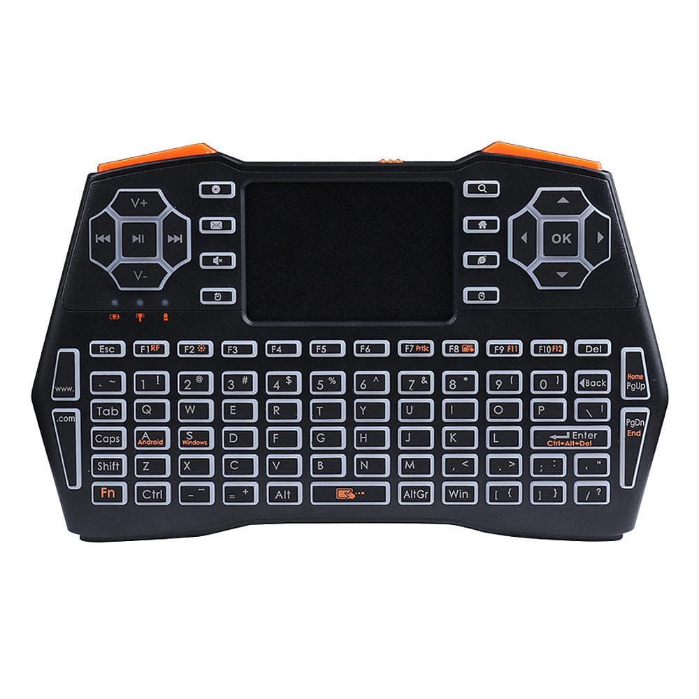2.4G Mini Wireless Keyboard Air Mouse Three-color Backlight Keyboard with Touch Pad for Laptop TV Engligh black
