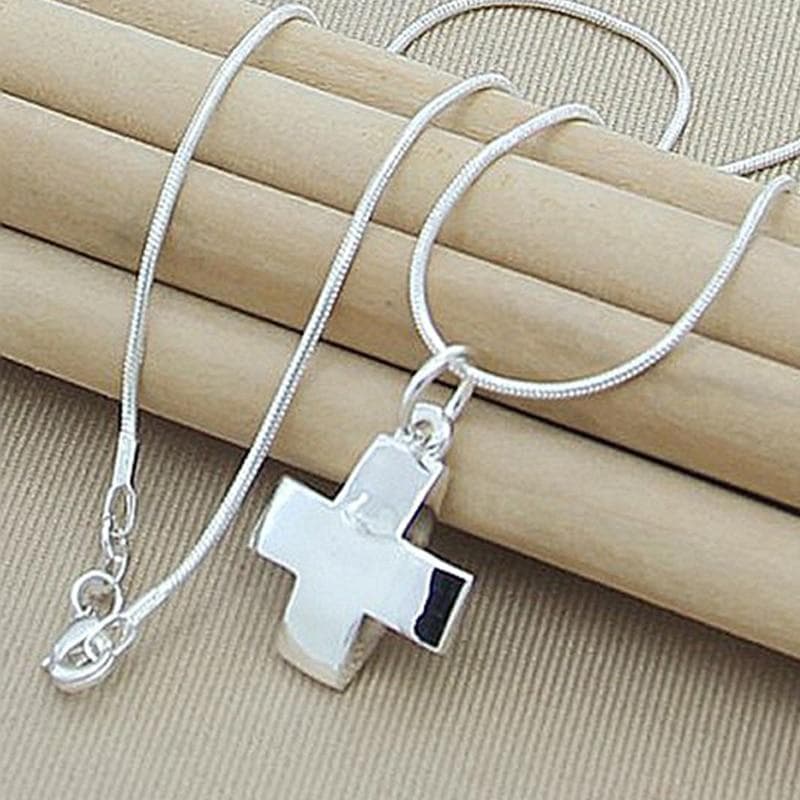 925 Sterling Silver Short Cross Pendant Necklaces For Women Necklaces High Quality Jewelry 45cm