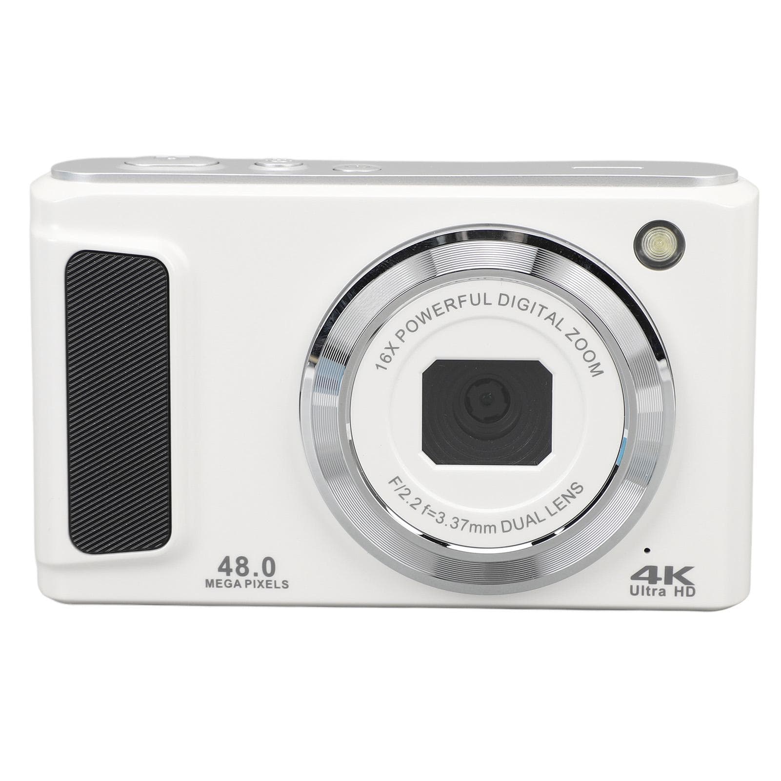 4K UHD Digital Camera 2.8inch IPS Display 16X Digital Zoom Autofocus Dual Camera 48MP Vlogging white