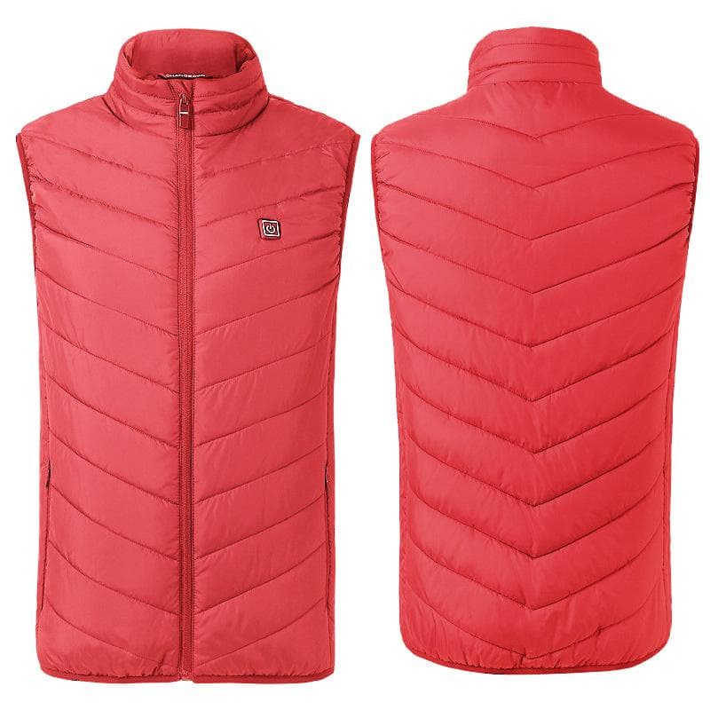 Zipper Mens Sleeveless Heated Vest Male Electric USB Body Waistcoat Winter Warm Heating Outwear 8XL red