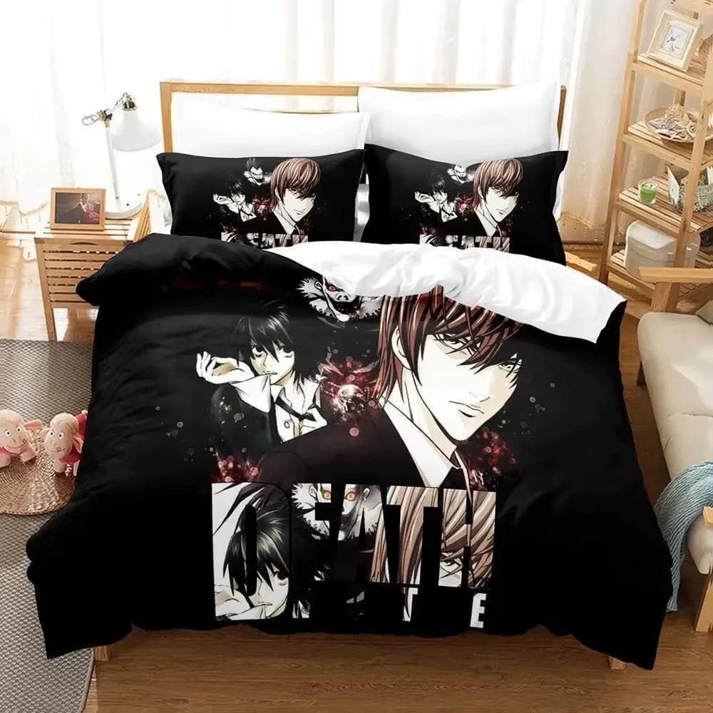 New Death Note Bedding Set Single Twin Full Queen King Size Bed Set Adult Kid Bedroom Duvet cover Sets 3D Anime Bed Sheet Set AU Single 140x210cm