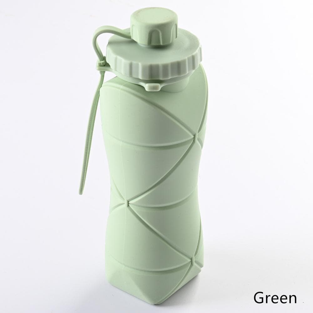 1Pcs Silicone Diamond Folding Water Cup Sports Water Bottle Outdoor Travel Foldable Portable Compression Expansion Bottles green