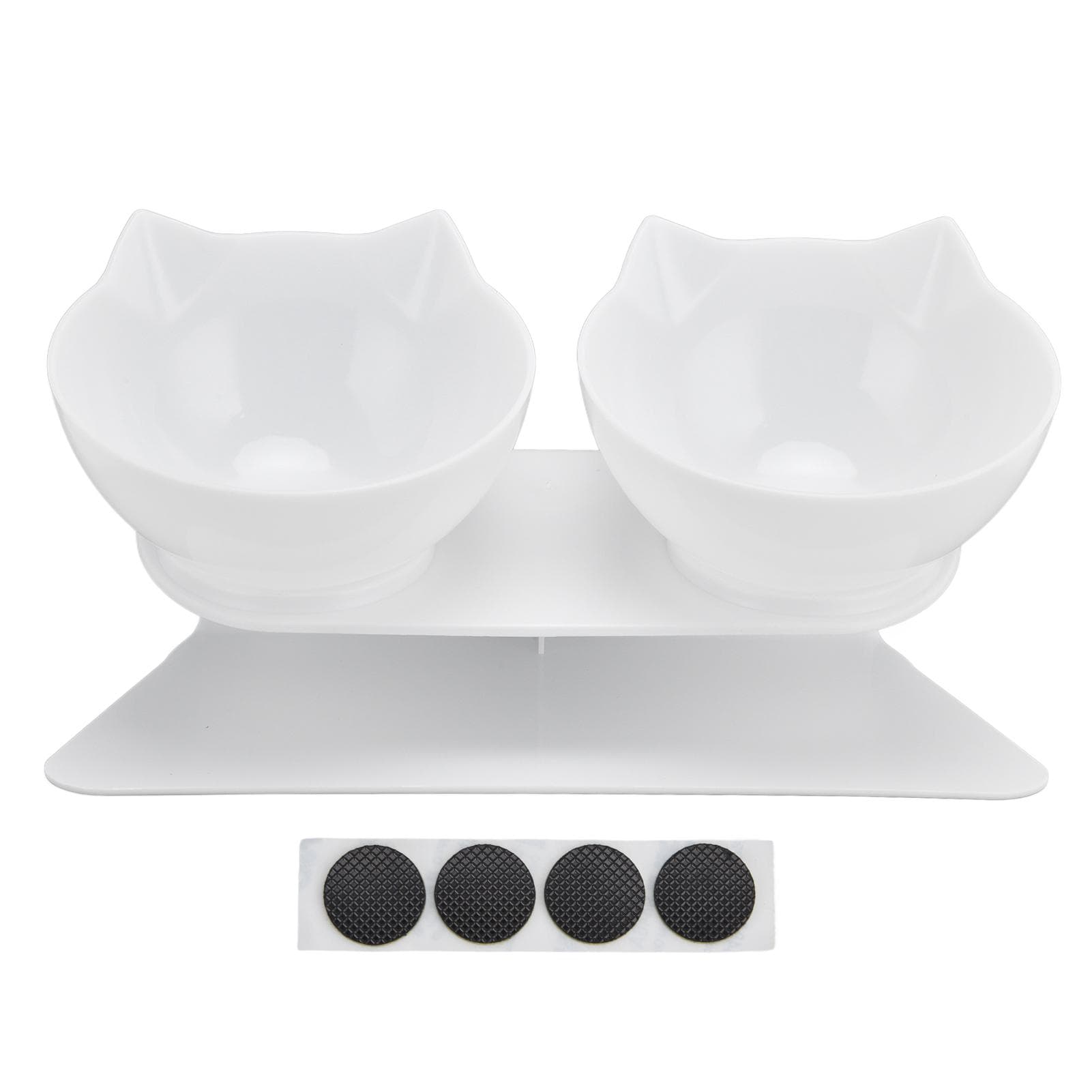 15 degrees Inclined Cat Double Bowl Neck Guard Pet Feeding Bowl for Home Pet Shop Living Room(White Base