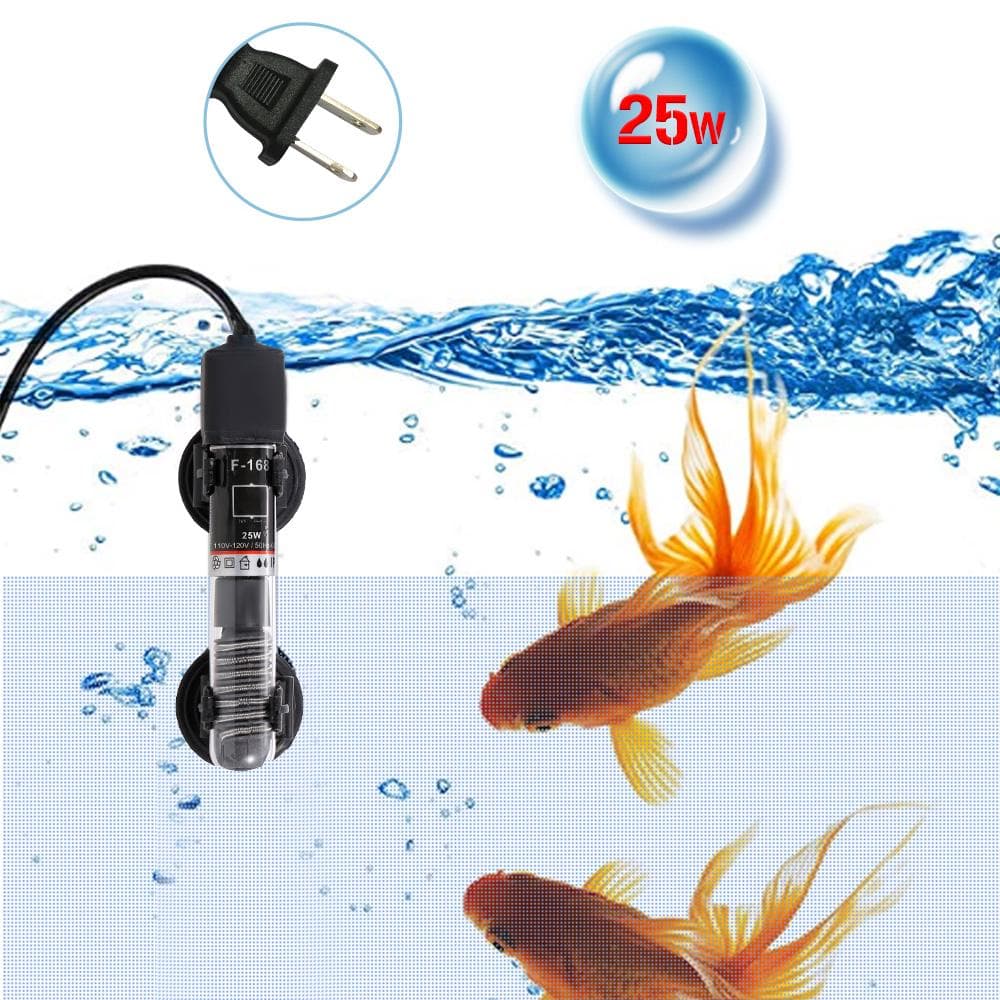 Mini Aquarium Heater Submersible Auto Thermostat Heater Fish Tank Water Heater Quartz Tube with US-25W black
