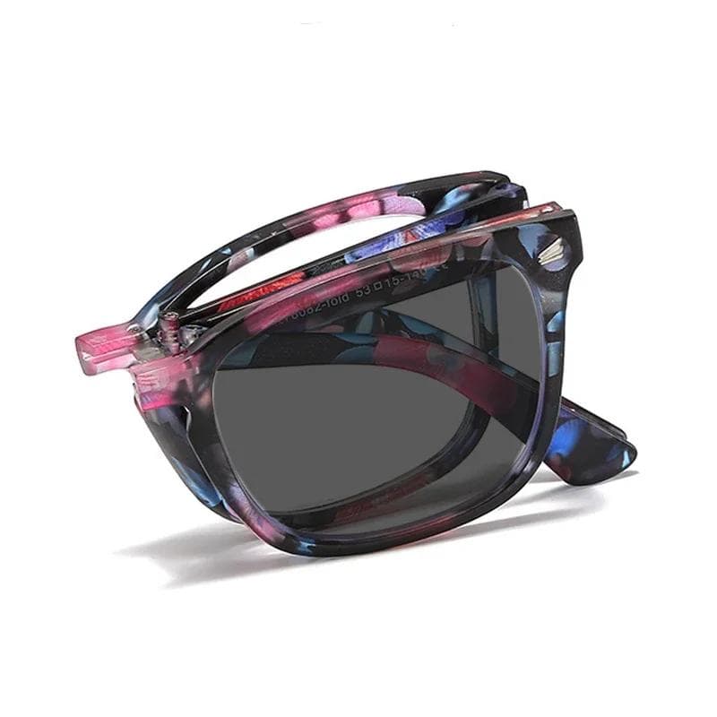 Folding Photochromic Sunglasses Vintage Color Changing Square Reading Glasses for Women Men Outdoor Presbyopia 3.0