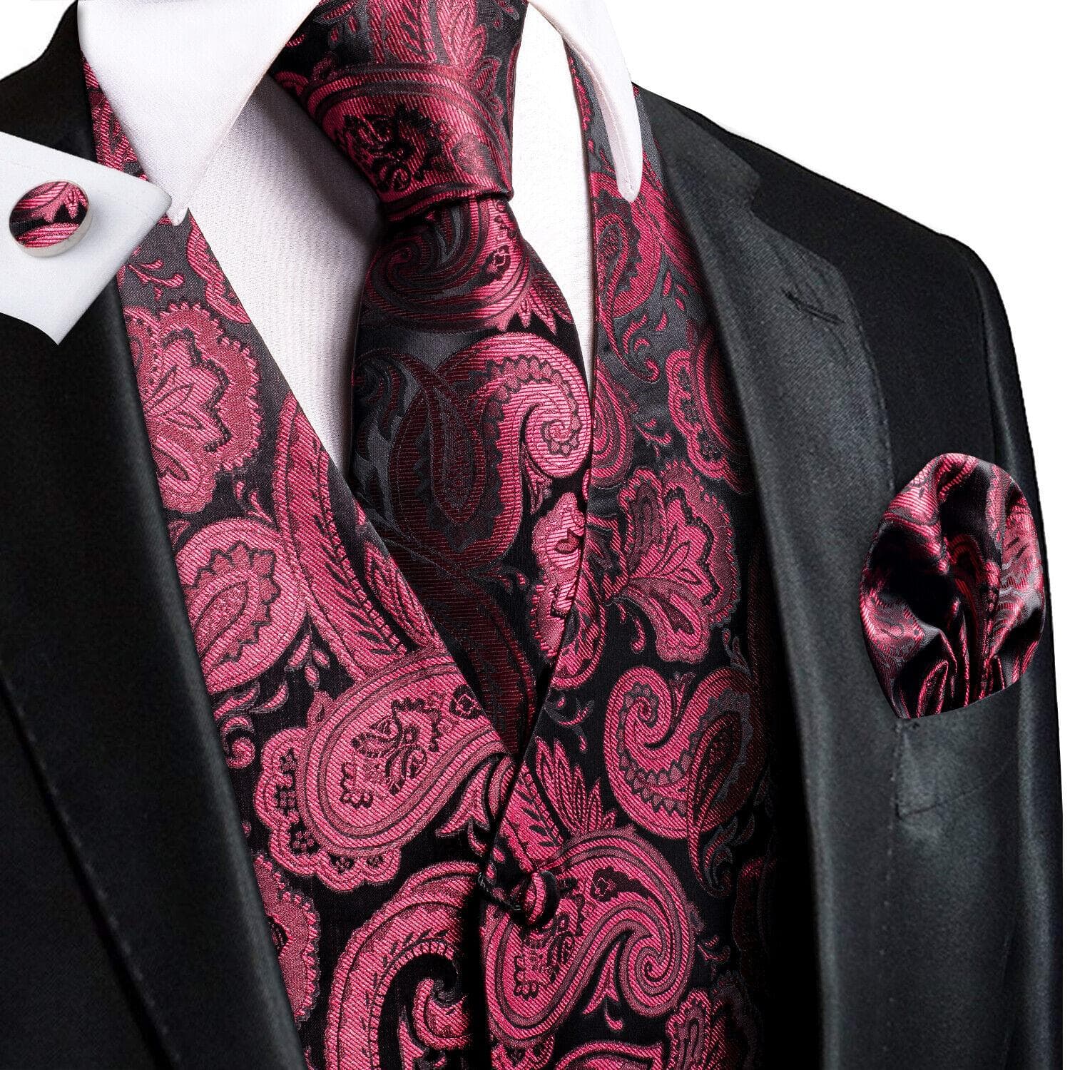 50 Colors Mens Vest Sleeveless V-Neck Pockets Waistcoat Tie Set Wedding Casual M
