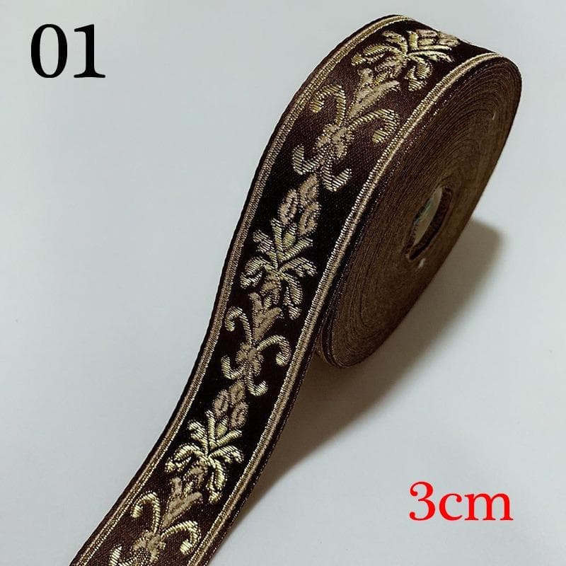 Roll Vintage Embroidered Jacquard Ribbons Colorful Floral Ethnic Webbing Fabric Sewing Clothing Lace Trimming Decoration