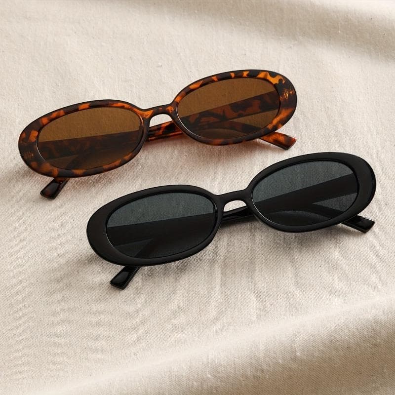 1/2Pcs Y2K Fashion Oval Frame Glasses PC Lenses Plastic Frame Daily Wear Decorative Eyewear Trendy Accessories