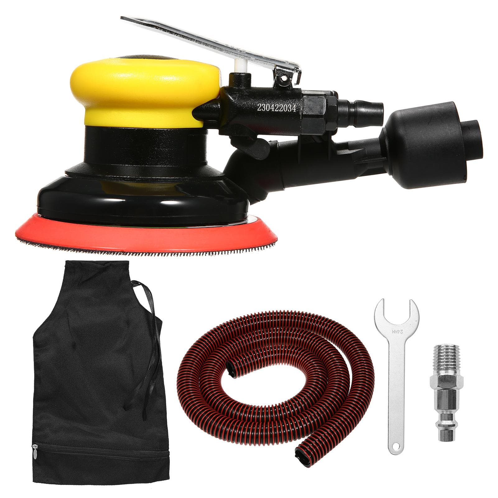 Air Random Orbital Sander 5'' Vacuum Air Sander Non-vacuum Pneumatic Sandpaper Polished Grinding Vacuum & US Connector yellow