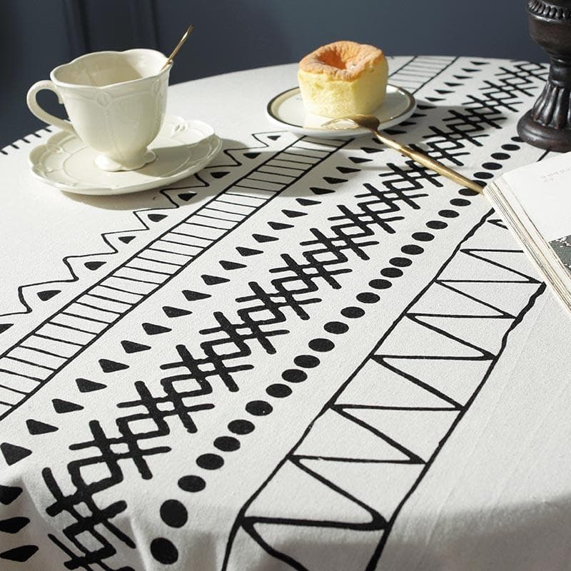 Geometric Printing Tassels Tablecloth Bohemian Dining Table Rectangular Canvas Tablecloth Home Kitchen Decoration New Tablecloth 100x140cm
