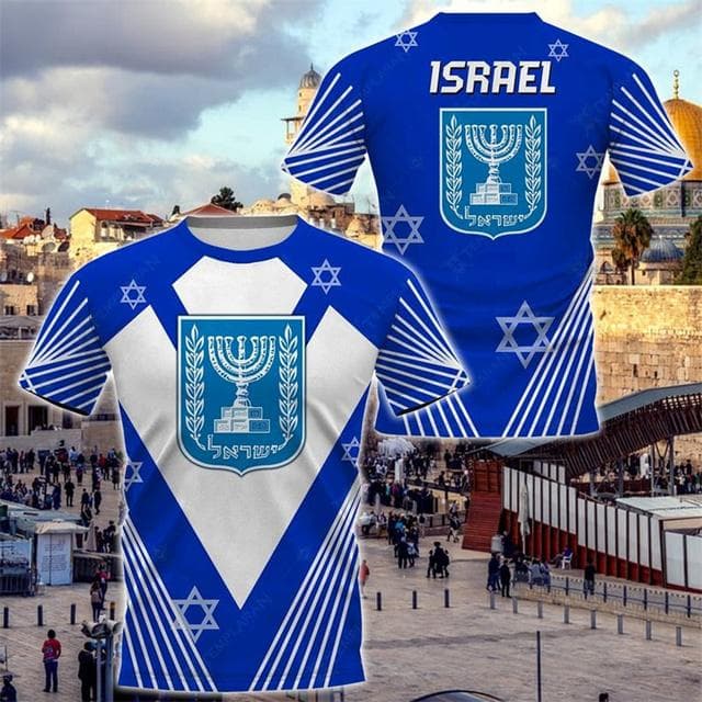 Israel Flag Men's T-shirt 3D Printed Israelis National Emblem Tops Short Sleeve O-Neck Oversized Sports Tee Shirt Clothing S