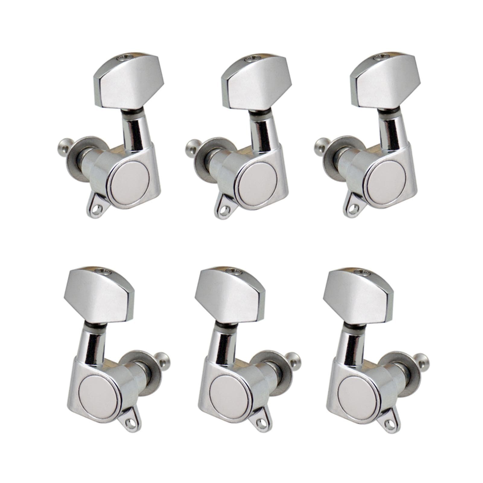 6pcs Sealed Guitar String Pegs Locking Tuners 3L3R Tuning Pegs String Tuners Electric Acoustic Guitar Tuner Machine Heads Knobs 3 Left 3 Right silver