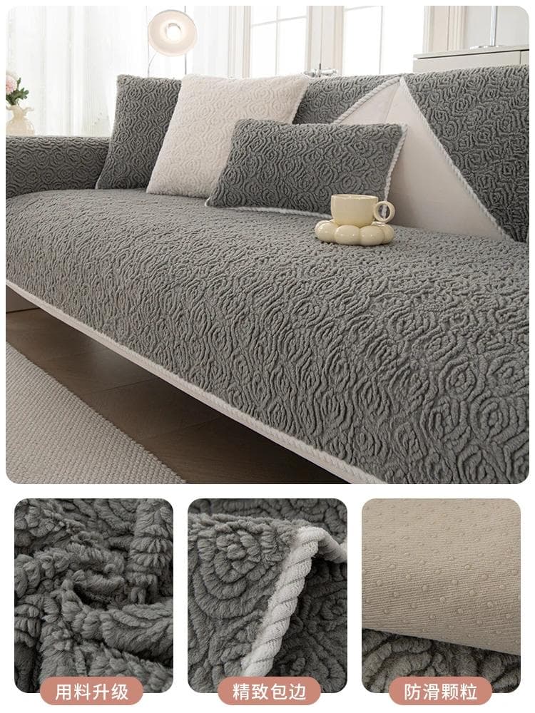 Rose Velvet Sofa Mat New Minimalist Modern Thickened Plush Non Slip Leather Sofa Cover Winter Long Sofa Cover Cloth Towel 70x120cm