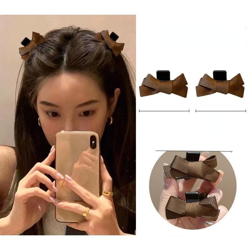 Korean Velvet Bow Hair Clip Claw Clamp Sweet Black Red Bow Small Hair Claw Clip Princess Headwear Girls Women Hair Claw Clip 2pcs