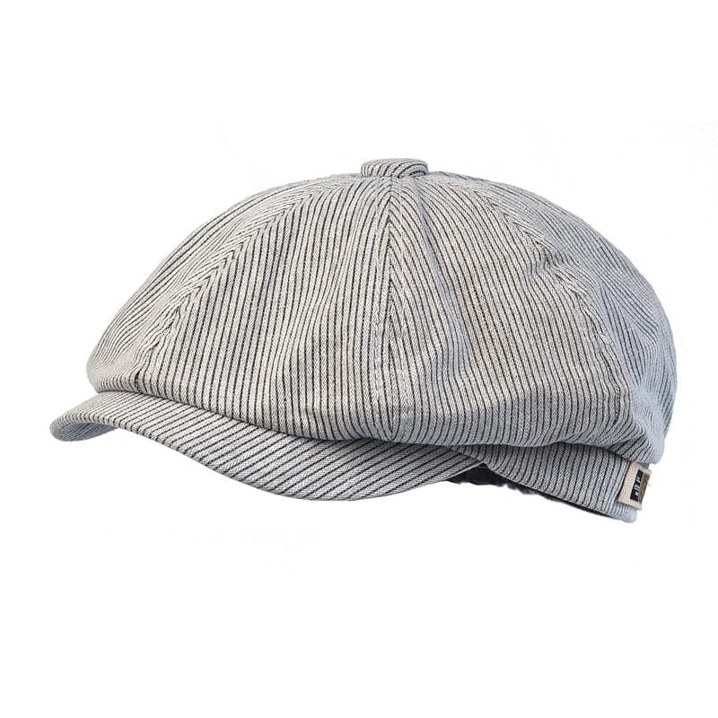 Stripe Newsboy Cap Peaky Casual Octagonal Hat Vintage Soft Berets Cap Visor Gatsby Flat Ivy Hat Four Seasons 56-59 cm light gray