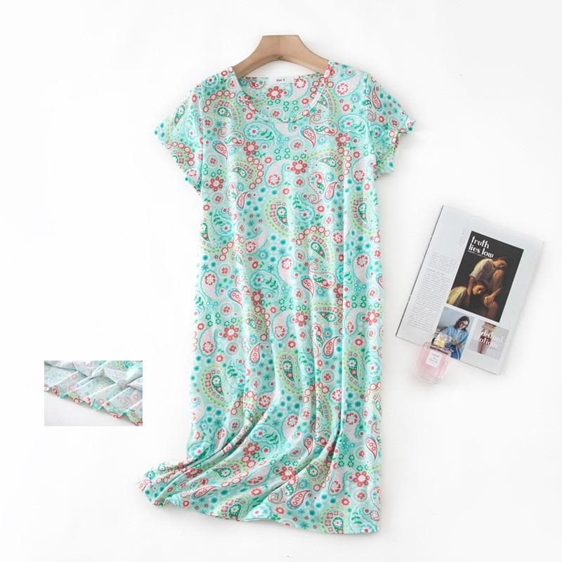 Plus size Summer Women Nightdress Short sleeve Cute cartoon sleepwear sweet O Neck Nightgowns Pyjamas Lady's Cotton sleepdress L
