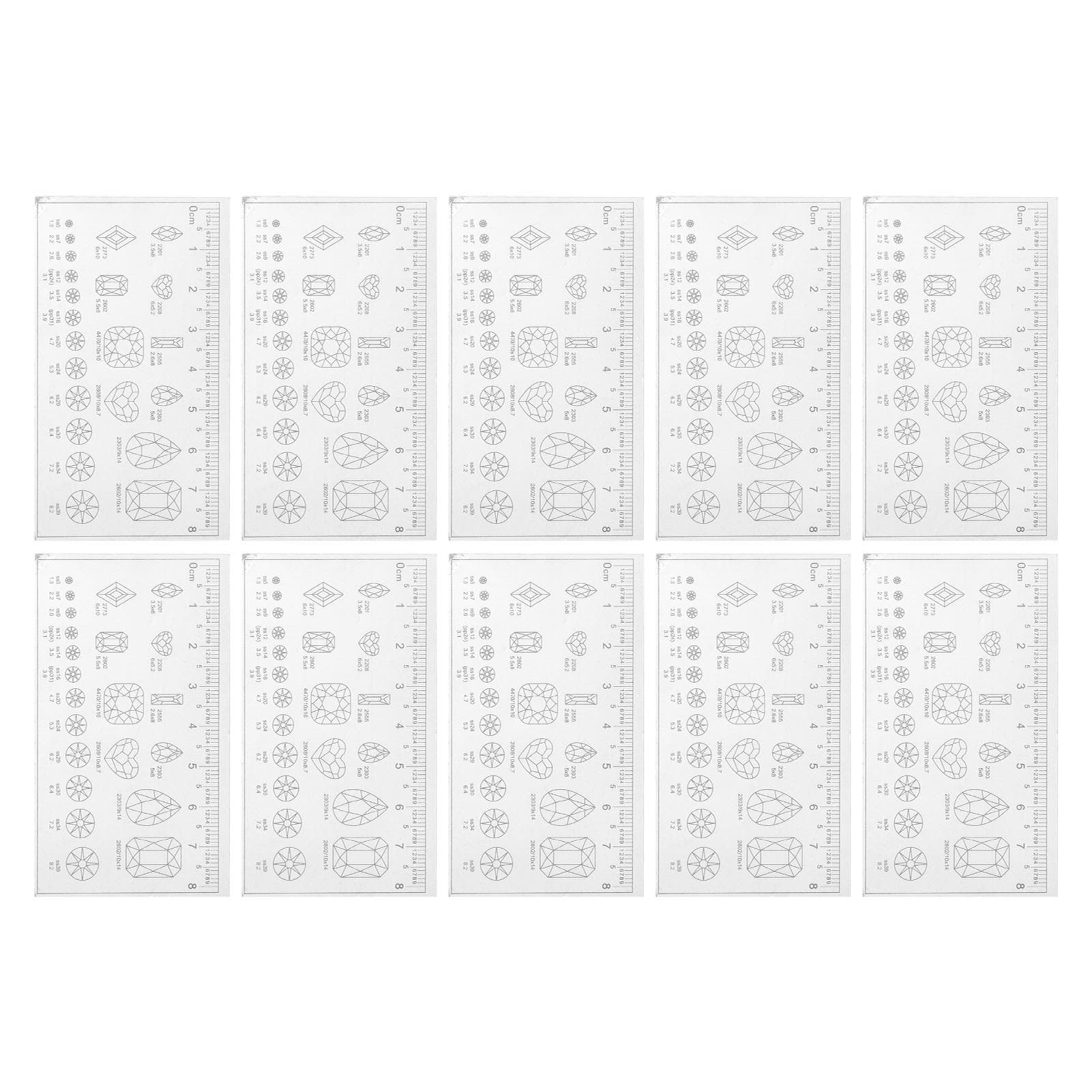 10pcs Nail Flexible Measuring Ruler Ultra Thin Portable Soft Transparent Nail Art Ruler