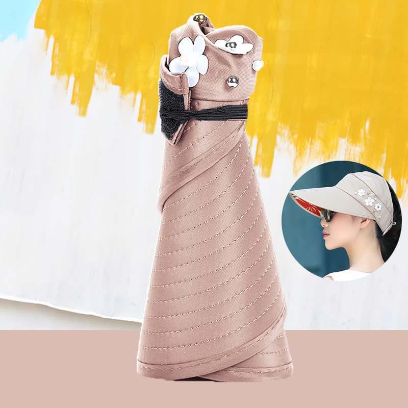 Women Beach Outdoor Sun Hat Sunscreen Caps Flower Print khaki
