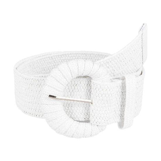 Straw Waist Belt Retro Bohemian Wide Handmade Pin Buckle Summer Women Pants Dress Belt Waistband Daily Use white