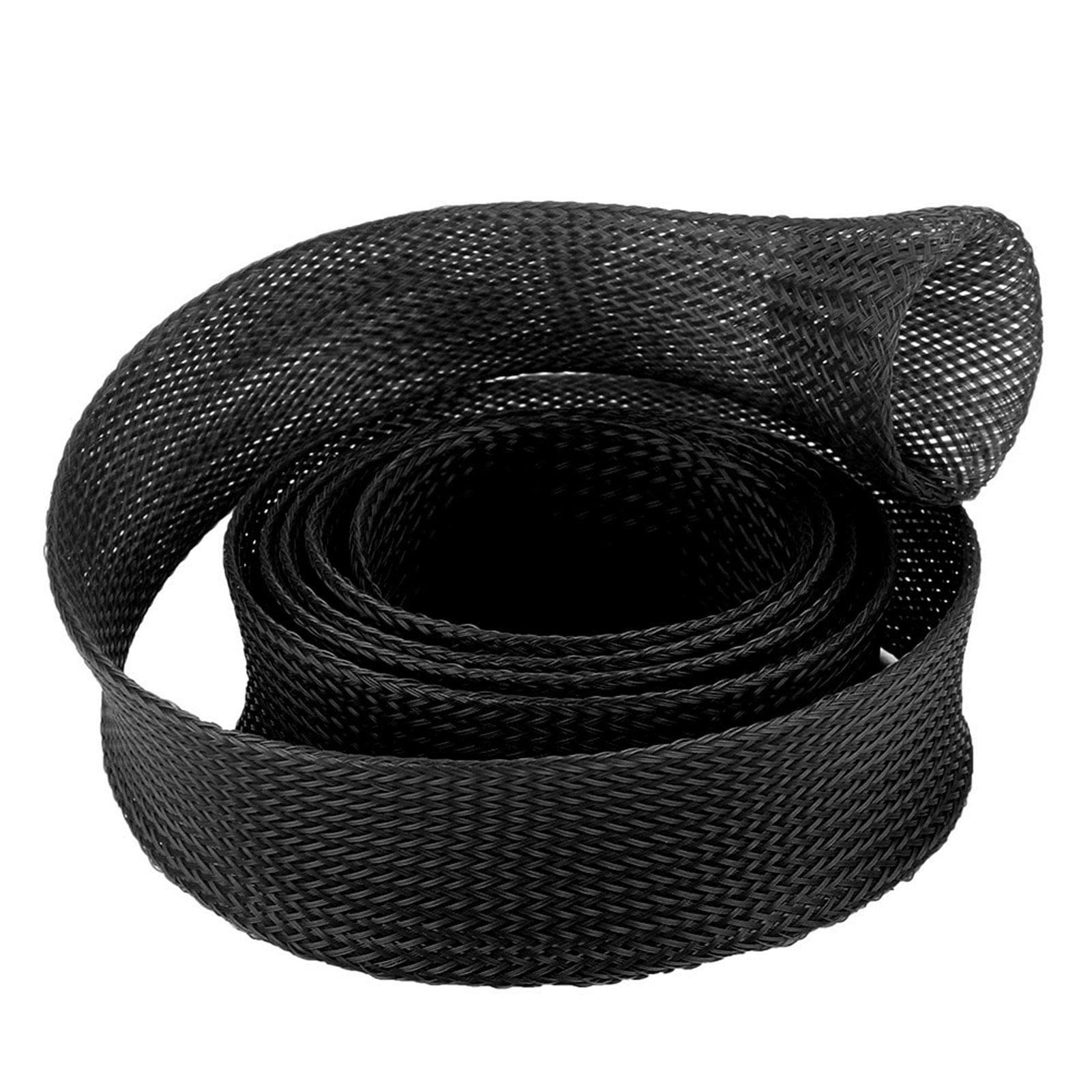Braided Sleeve Expandable Casting Fishing Rod Pole Cover Protector (Black Yellow)