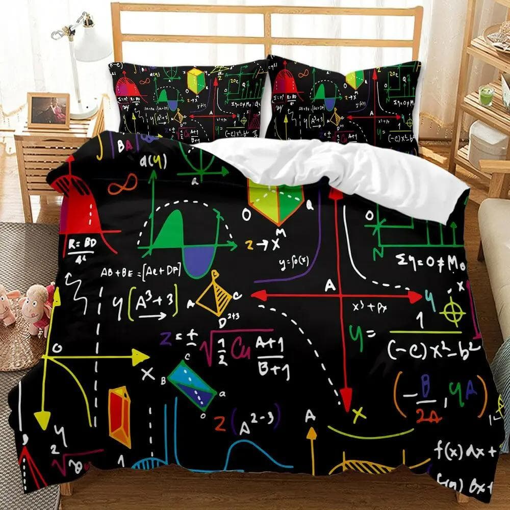 Mathematical Calculation Formula Bedding Set for Adults Bed Set Design Bedclothes Luxury Home Textiles Black White Duvet Cover 155x215cm 3pcs