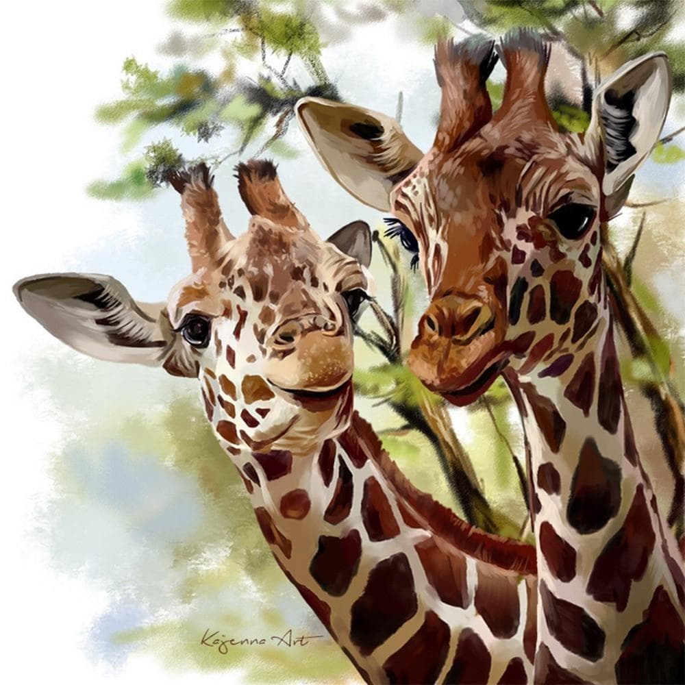 Diamond Embroidery Animals 5D DIY Diamond Painting Lovely Two Giraffes Cross Stitch Mosaic Needlework Home Decor Gifts 30X30CM