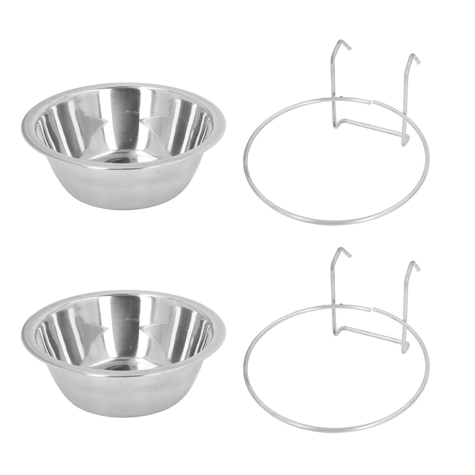 2PCS Hanging Pet Bowl Stainless Steel Large Capacity Easy to Clean Dog Crate Water Bowl for Kennel