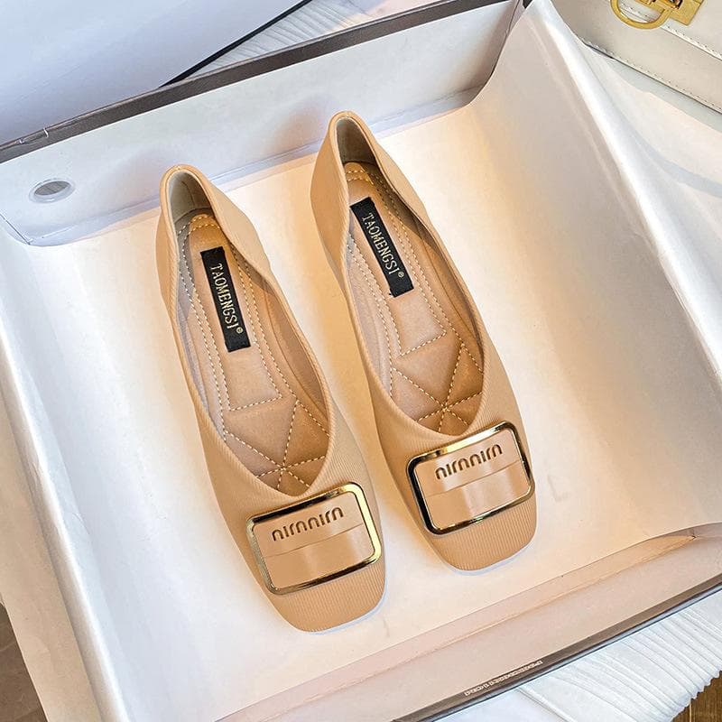 Single Shoes Soft Leather Women's Spring New Women's Shoes All-match Large Size Women's Shoes Bowknot Outer Wear Flat Shoes Women 43 brown