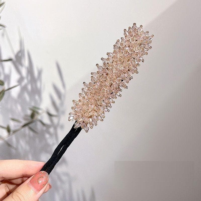 Ruoshui Woman Rhinestone Pearl Flower Hair Bun Maker DIY Hairstyle Tool For Ladies Hair Accessories Bridal Hairband