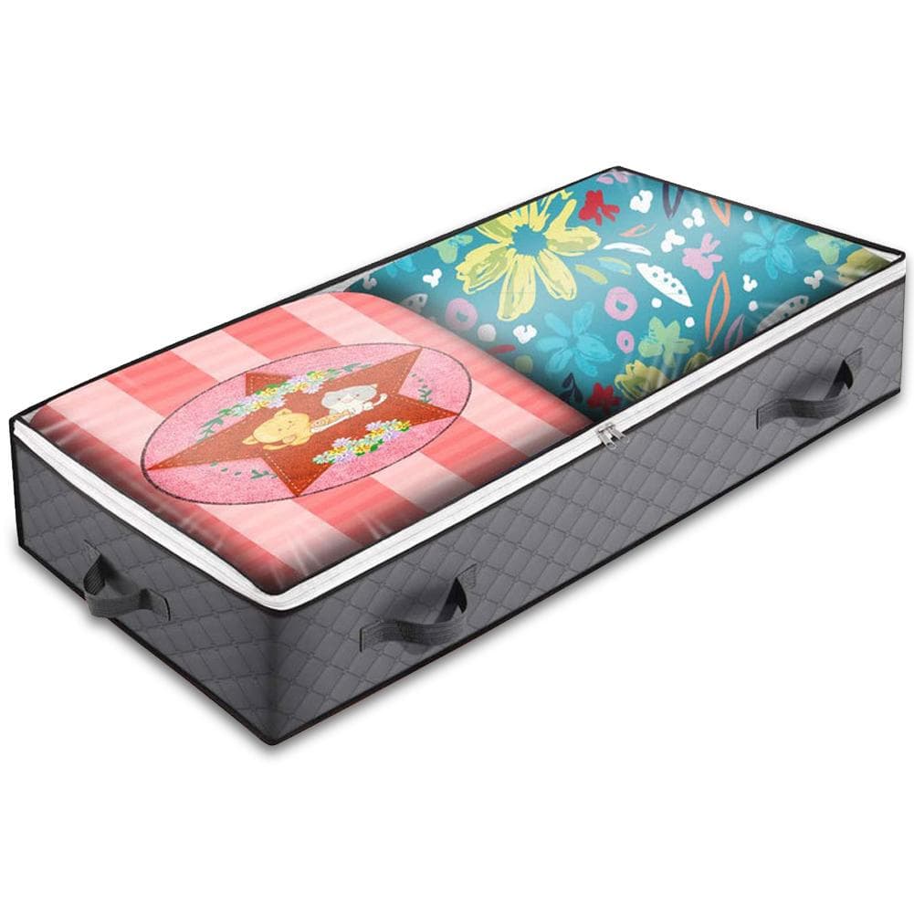Underbed Storage Bag Under Bed Storage for Clothes Blankets and Shoes  3 Layers Non-Woven fabric, 1 pcs grey