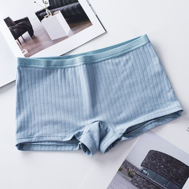 Women Boxers Underwear Cotton Ladies Safety Pants Female Seamless Underpants Solid Cozy Boyshorts Sexy Lingerie M blue